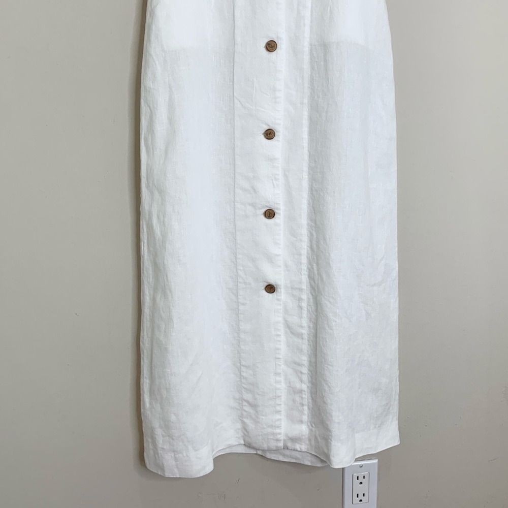 Jenni Kayne Callan Dress (Sz XS) Sleeveless Button-Up Linen Midi Ivory - Picture 8 of 13